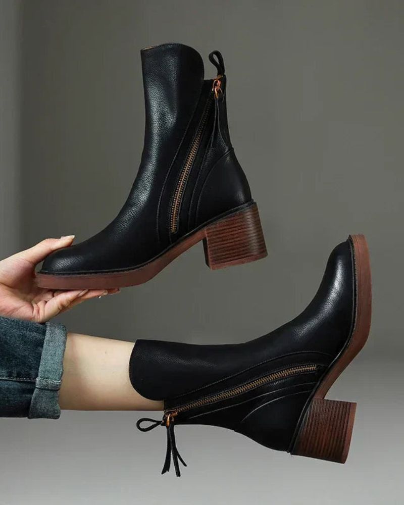 Linda | Elegant Leather Ankle Boots