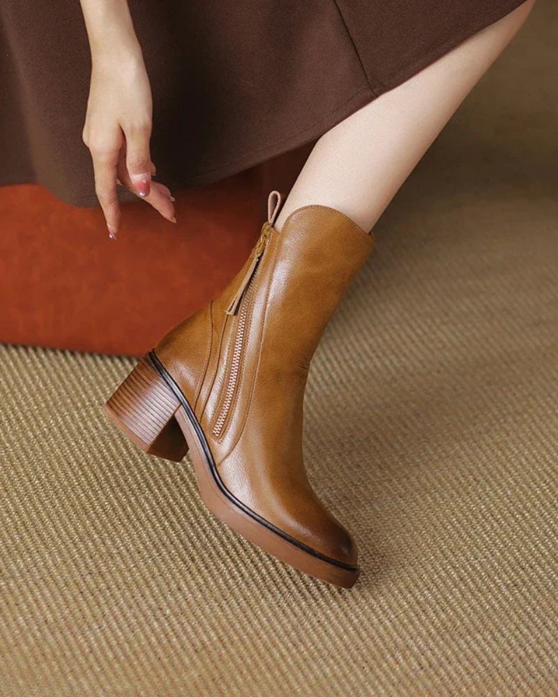 Linda | Elegant Leather Ankle Boots