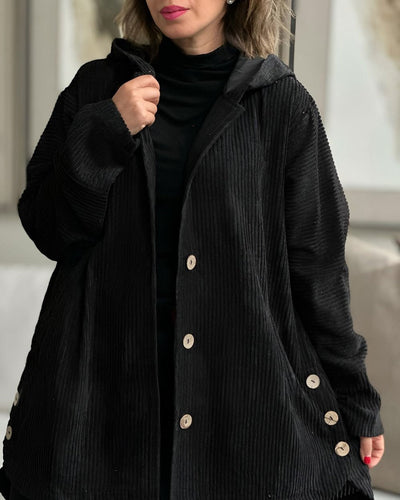 Cordia | Corduroy Hooded Cardigan