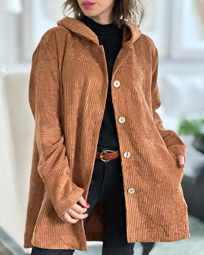 Cordia | Corduroy Hooded Cardigan